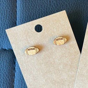 NEW wood Football stud earrings